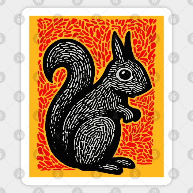 Graphic Black Squirrel Print for Modern Woodland Nursery Art Sticker by TuncGK